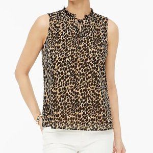 J. Crew Leopard Ruffle Tie-neck Top Blouse - Size S - Excellent Condition